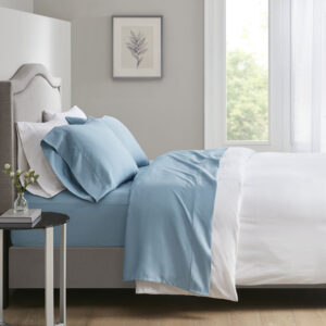 700 Thread Count Cotton Tri-Blend 4 PC Sheet Set in Blue From Beautyrest