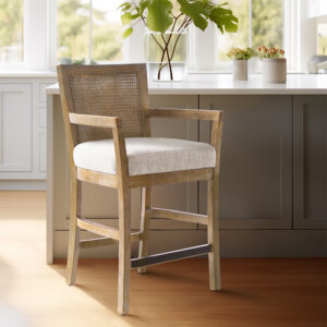 Diedra Cane Back Counter Stool in Cream/Reclaimed Natural From Madison Park