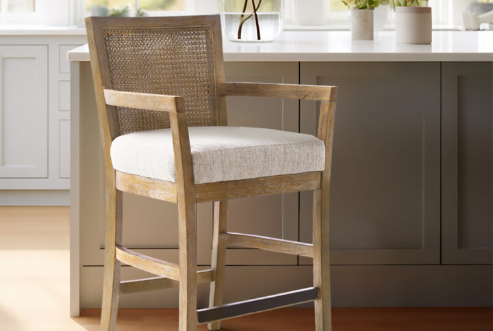 Diedra Cane Back Counter Stool in Cream/Reclaimed Natural From Madison Park