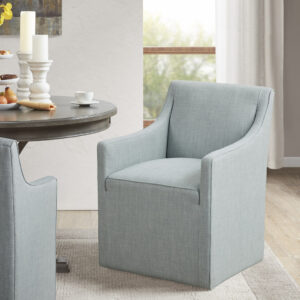 Charlotte Skirted Dining Arm Chair with Casters in Blue From Madison Park