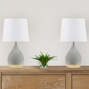 Liora 2-Tone Ceramic Table Lamp Set of 2 in Sage Green/Gold From 510 Design