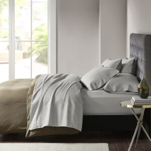 800 Thread Count Cotton Blend Sateen Sheet Set in Grey From Madison Park