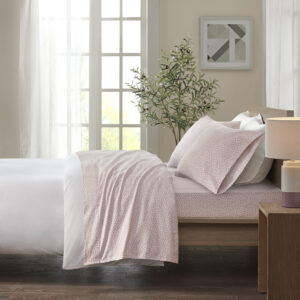 Cozy Flannel Printed Sheet Set in Blush Dots From True North by Sleep Philosophy