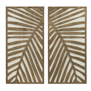 Birch Palms Two-tone 2-piece Wood Panel Wall Decor Set in Dark Brown From Madison Park