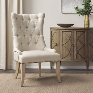 Lucas Button Tufted Captain Accent Chair in Cream From Madison Park