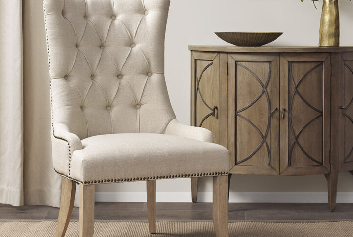 Lucas Button Tufted Captain Accent Chair in Cream From Madison Park