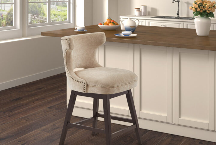 Emmett 25.75" Swivel Counter Stool in Beige From Madison Park