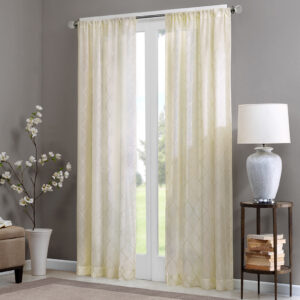 Irina Diamond Sheer Window Curtain Panel in Ivory From Madison Park