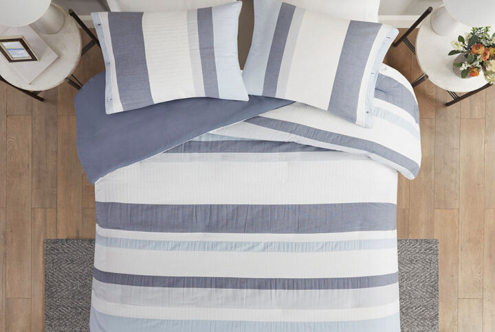 Allegany 3 Piece Jacquard Duvet Cover Set in Blue From Madison Park