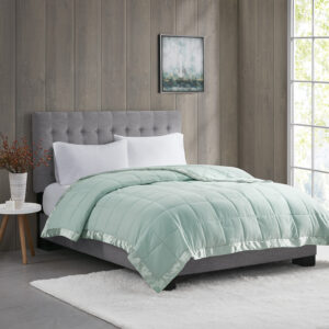 Windom Lightweight Down Alternative Blanket with Satin Trim in Seafoam From Madison Park