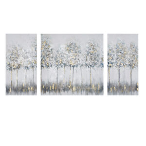 Blue Midst Forest Gold Foil Triptych 3-piece Canvas Wall Art Set in Blue Multi From Madison Park