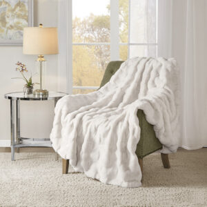 Vivienne Faux Fur Throw in Ivory From Madison Park