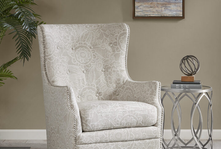 Ella Swivel Glider Chair in Cream From Madison Park