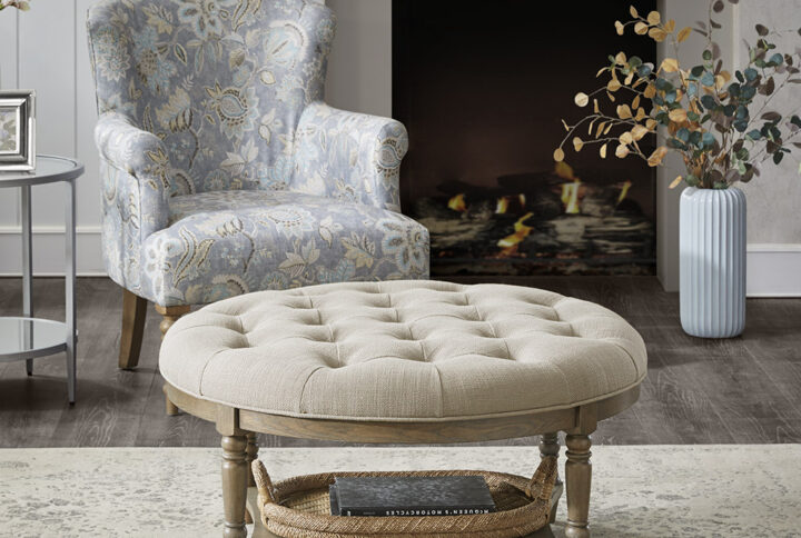 Cedric Accent Ottoman in Cream From Martha Stewart