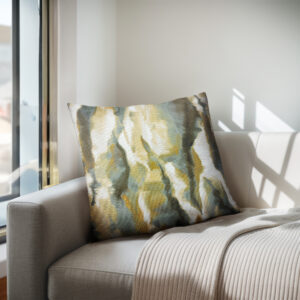 Zoe Multi color square pillow in Gold/Grey From Chapel Hill