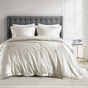 Satin Luxury Comforter Set in Ivory From Madison Park Essentials