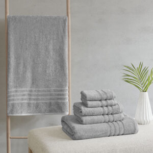 Nurture Sustainable Antimicrobial Bath Towel 6 Piece Set in Grey From Clean Spaces