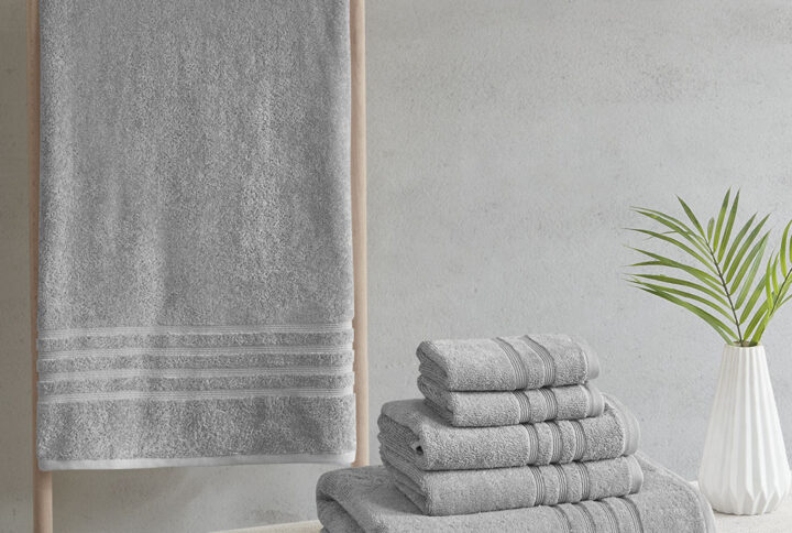 Nurture Sustainable Antimicrobial Bath Towel 6 Piece Set in Grey From Clean Spaces