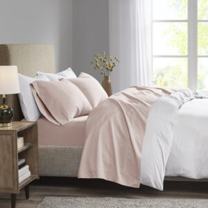 3M Microcell Luxurious Brushed Microfiber Deep Pocket Sheet Set in Blush From Madison Park