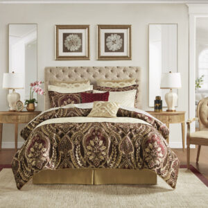 Julius 4 Piece Comforter Set in Burgundy From Croscill Classics