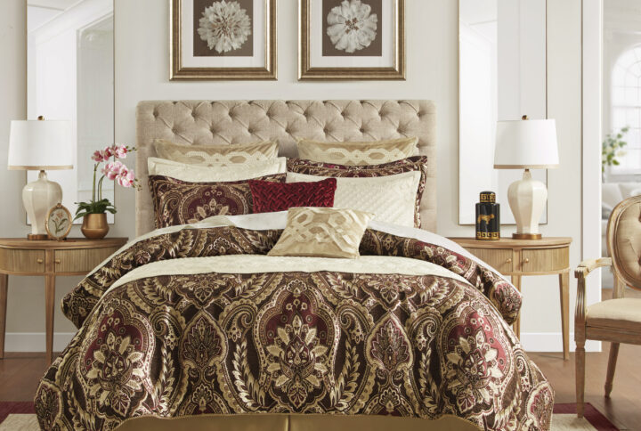 Julius 4 Piece Comforter Set in Burgundy From Croscill Classics