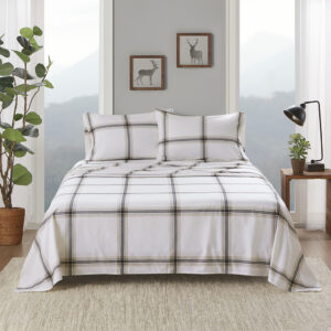 Cotton Flannel Sheet Set in Tan Plaid From Woolrich