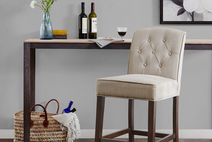 Marian Tufted Counter Stool in Tan From Madison Park