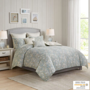 Chelsea 3 Piece Cotton Duvet Cover Set in Blue From Harbor House