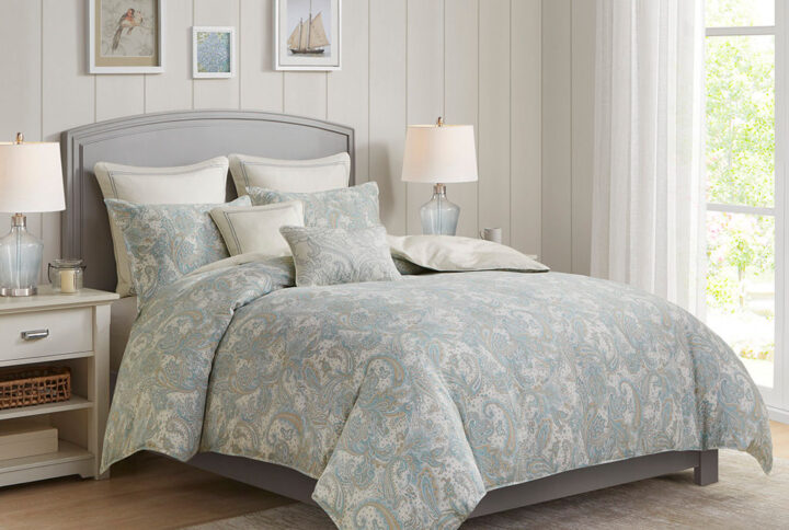 Chelsea 3 Piece Cotton Duvet Cover Set in Blue From Harbor House