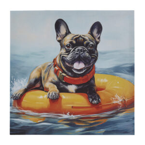 Beach Dogs Frenchie Canvas Wall Art in Frenchie/Blue Multi From Madison Park