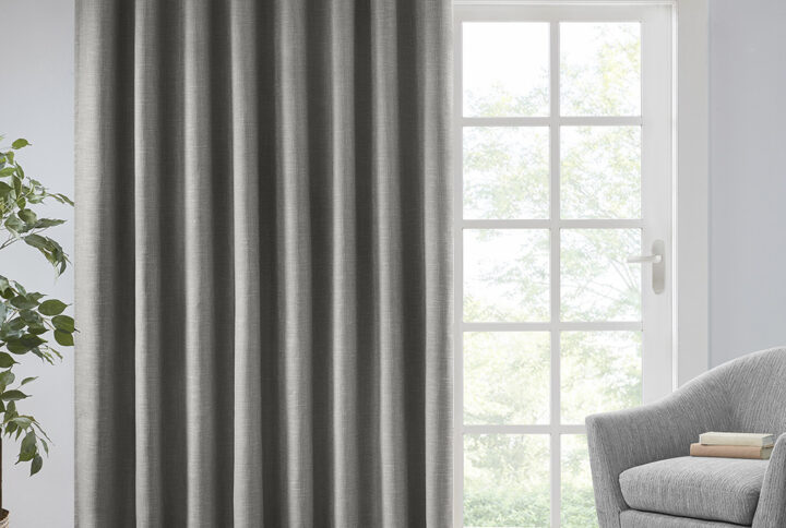 Maya Printed Heathered Blackout Window Patio Panel in Grey From SunSmart