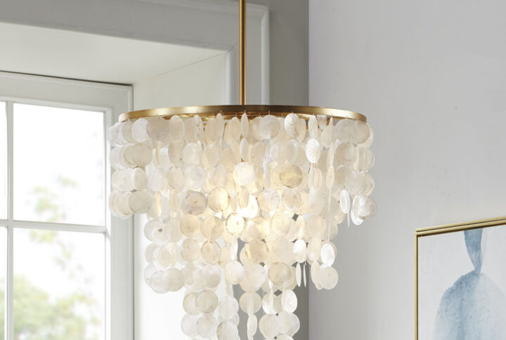 Isla Layered Capiz Chandelier in White From INK+IVY