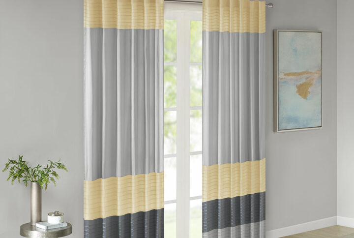 Amherst Polyoni Pintuck Curtain Panel in Yellow From Madison Park