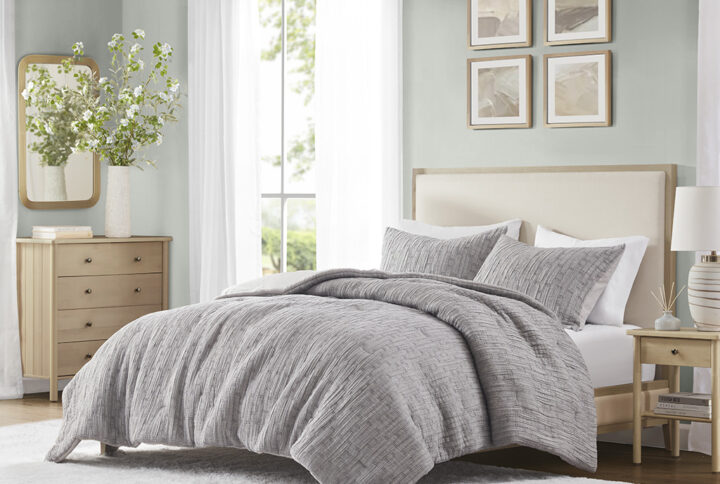 Arlo Oversized Comforter Set in Charcoal From Chapel Hill