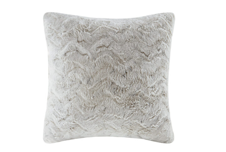 Zuri Faux Fur Square Pillow in Snow Leopard From Madison Park