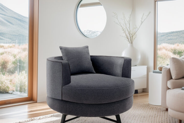 Harper Swivel Chair in Dark Grey From Chapel Hill