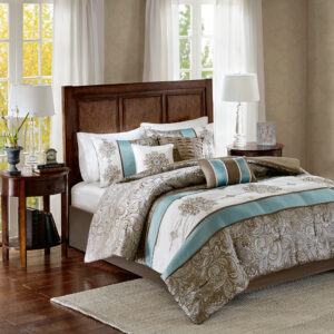 Caroline Jacquard 7 Piece Comforter Set in Blue From Madison Park