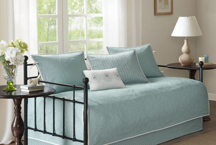 Peyton 6 Piece Reversible Daybed Cover Set in Blue From Madison Park