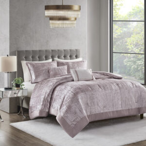 Lee 5 Piece Crinkle Velvet Comforter Set in Blush From Madison Park