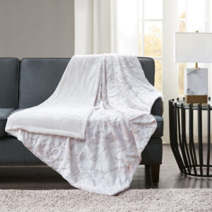 Sachi Oversized Faux Fur Throw in Blush From Madison Park