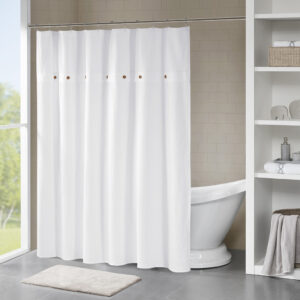 Finley Finley 100% Cotton Waffle Weave Textured Shower Curtain in White From Madison Park