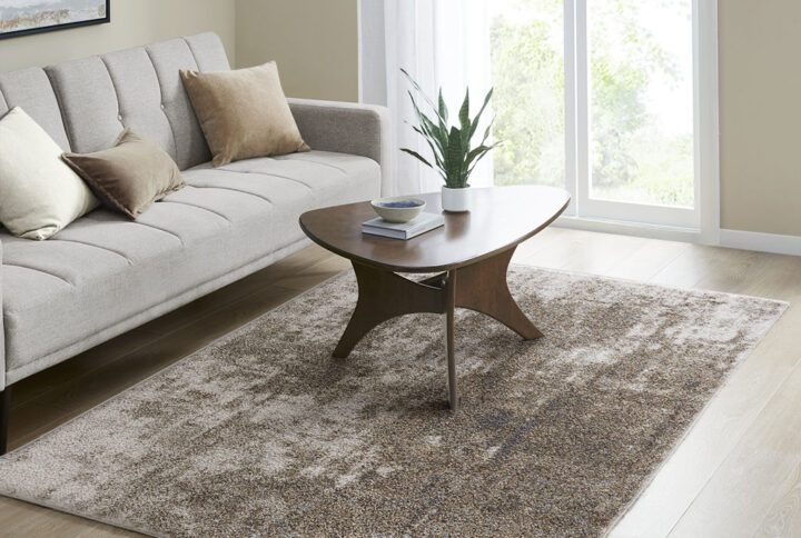 Haley Cozy Shag Abstract Area Rug in Grey/Cream From Madison Park