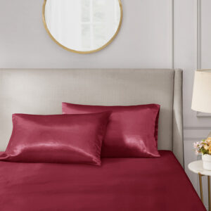 Satin Luxury 2 PC Pillowcases in Red From Madison Park Essentials