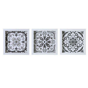 Black and White Tiles Distressed Black and White Medallion Tile 3-piece Wall Decor Set in Black/White From Madison Park