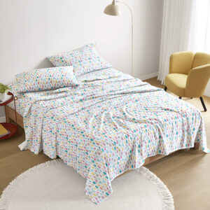 Cozy Soft Cotton Flannel Printed Sheet Set in White Holiday Trees From Intelligent Design