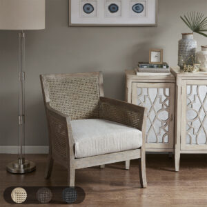 Diedra Cane Armchair in Cream/Reclaimed Natural From Madison Park