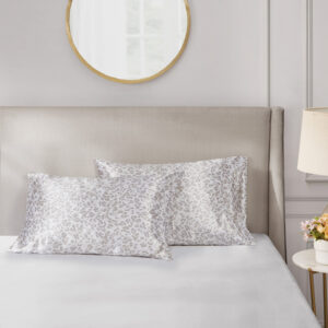 Printed Satin Luxury 2 PC Pillowcases in Taupe Leopard From Madison Park Essentials