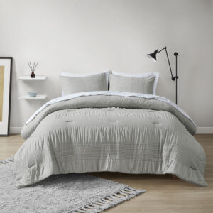 Nimbus 7 Piece Comforter Set with Bed Sheets in Grey From Madison Park Essentials