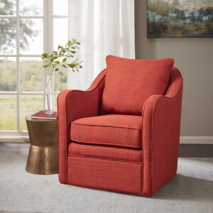 Brianne Wide Seat Swivel Arm Chair in Orange From Madison Park