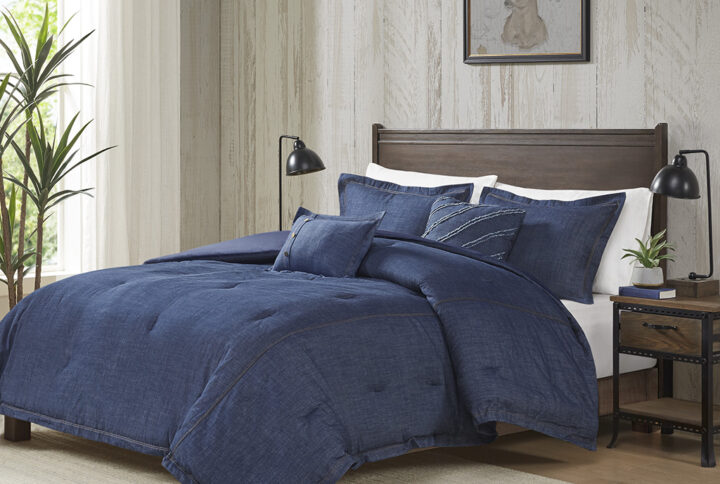 Perry Oversized Denim Comforter Set in Blue From Woolrich